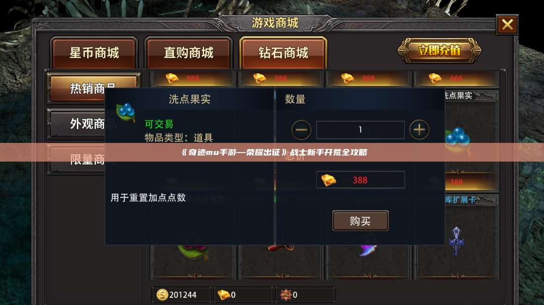 《奇迹mu手游—荣耀出征》战士新手开荒全攻略