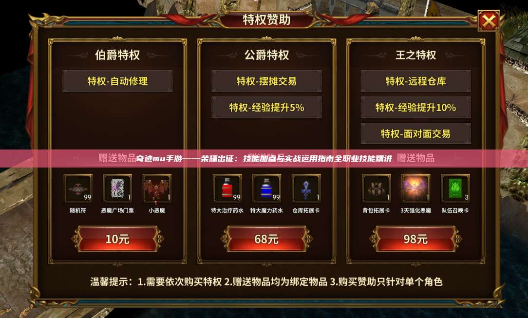 奇迹mu手游——荣耀出征:技能加点与实战运用指南全职业技能精讲